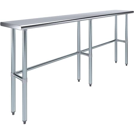 Amgood 14 in. x 84 in. Open Base Stainless Steel Metal Table WT-1484-RCB-Z